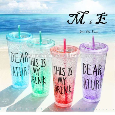 New product for 2017 development in summer plastic drinking cup with straw