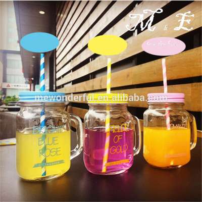 Hot promotion different types glass cup with straw for sale